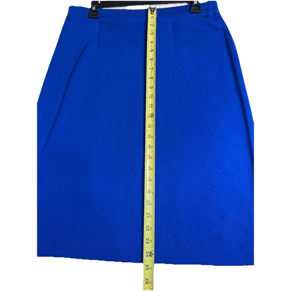 Exclusively Misook Skirt Womens Petite Large Blue Knit Pull On Elastic Waist - Picture 4 of 6